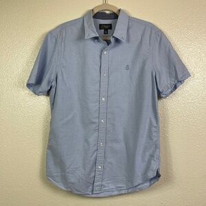 WALLIN & BROS Light Blue Short Sleeve Button Front Shirt Men's size L